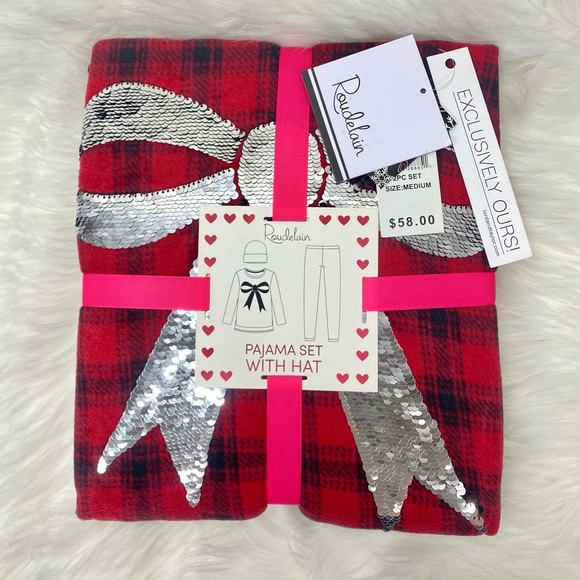 NWT *Exclusive* Roudelain 3-Piece Bow Plaid Pajama Gift Set Size Medium - Picture 3 of 4